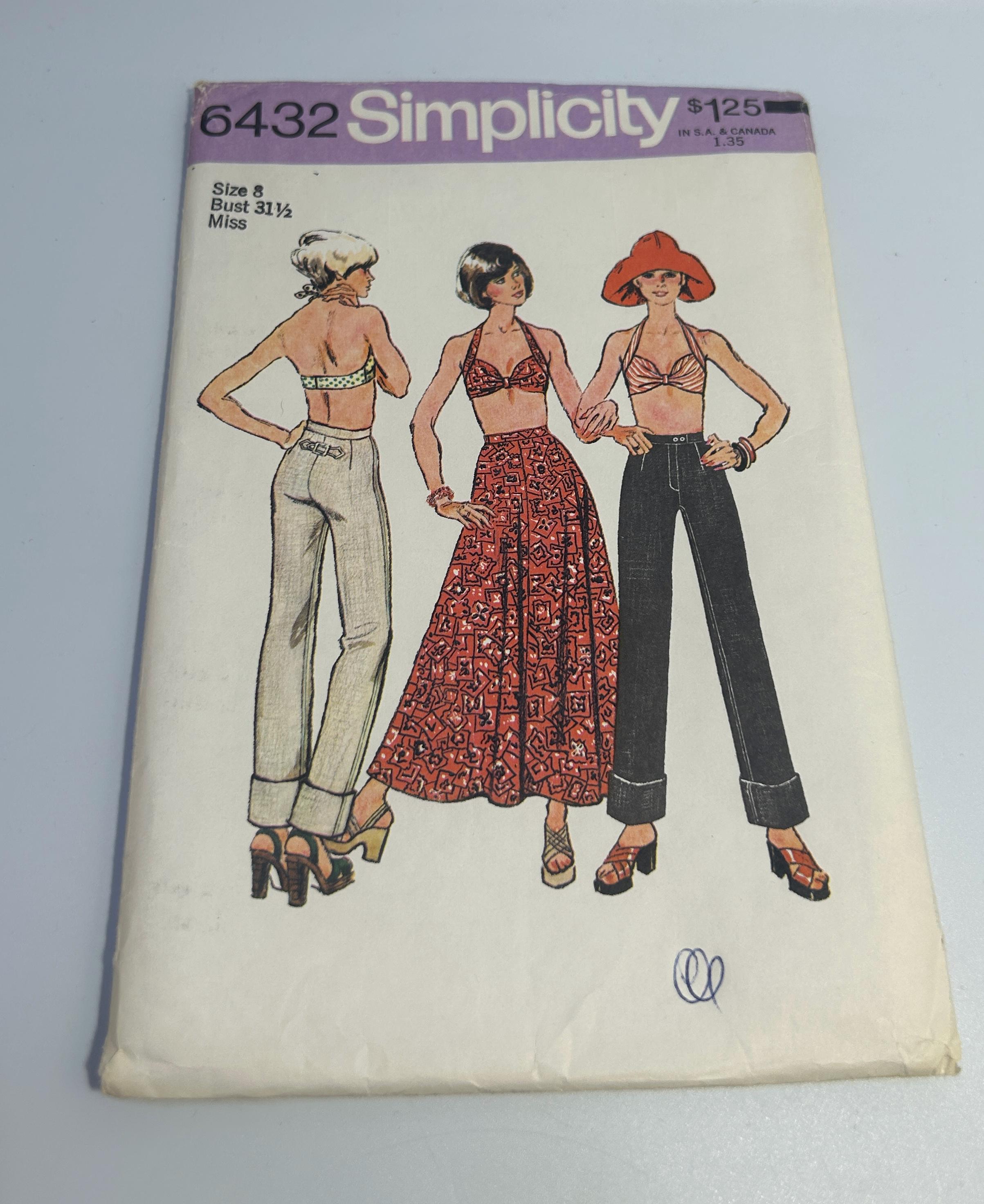 Vintage Simplicity Sewing Patterns Set of 2 #6432 Bra Top, Skirt, Jeans ...