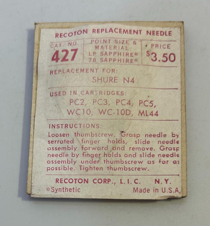 Vintage Recoton Phoneedle NOS Replacement Record Player Stylus/needle ...