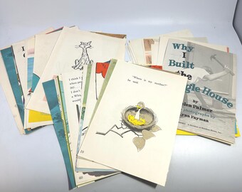Vintage Children&#39;s/Kids Book Pages / Ephemera, Journal, Craft, Art 15 Random 6.25&quot; x 9&quot;