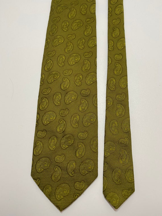 Vintage Unbranded Olive Green All Polyester Neckt… - image 2