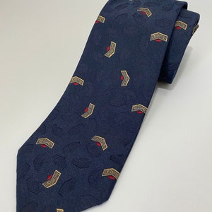 Vintage Thornhill Menswear Blue with Yellow and Red design Tie Polyester/Silk 59.25&quot; x 3.25&quot;