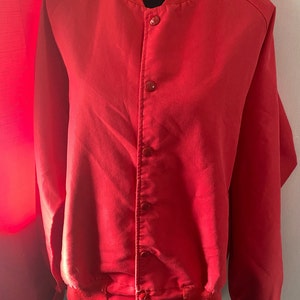 Vintage All Red Snap Button Front Bomber Style Sportsmaster Men&#39;s Polyester Jacket XL-2X