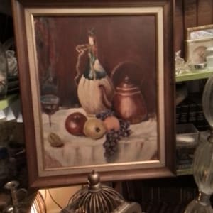 Original Oil Painting of Still Life Professionally Framed. 18 inches x12 inches