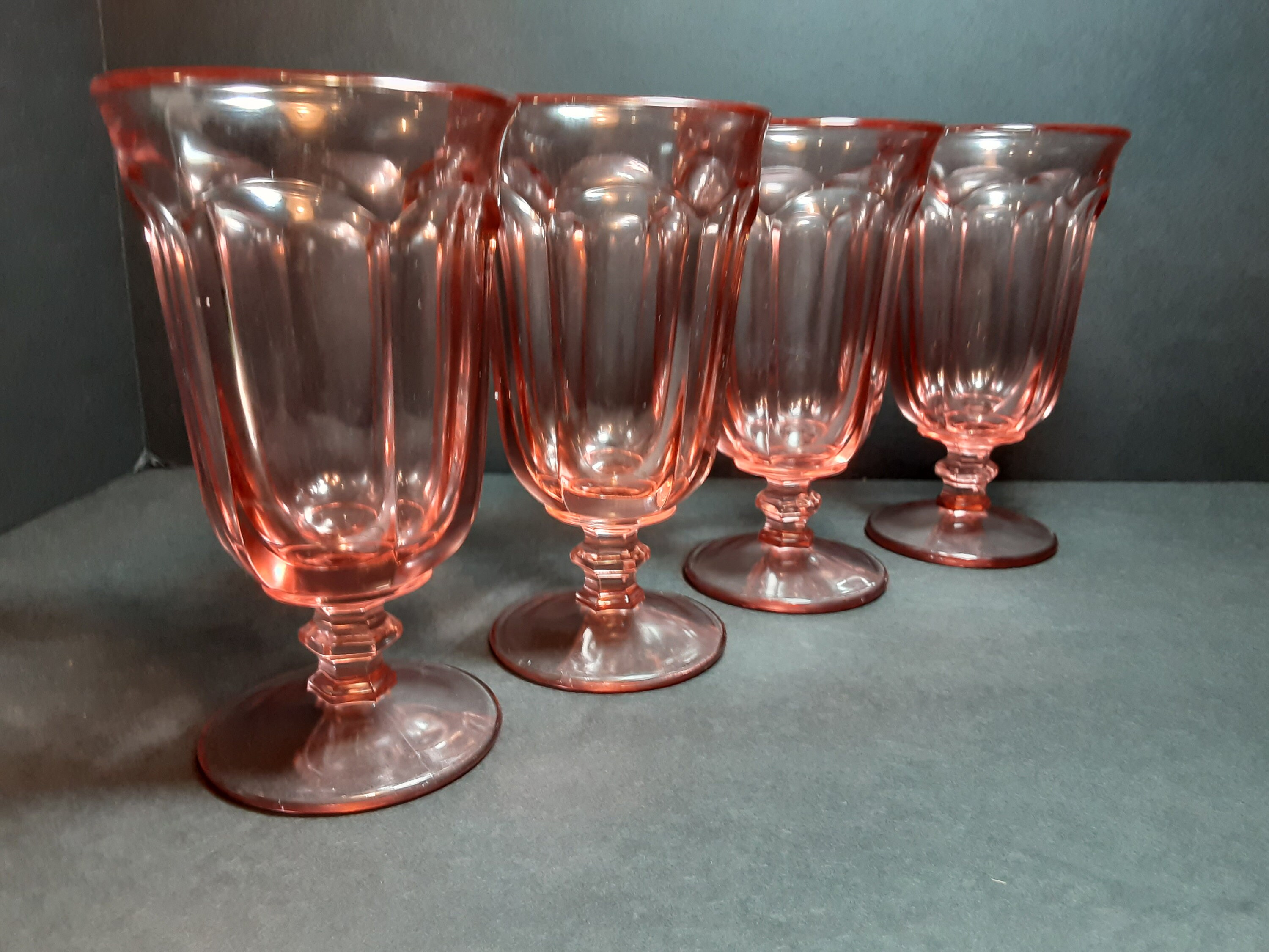 4 Heisey Glass Colonial pattern beautifully bright peachy pink Etsy