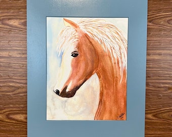 Majestic  horse silhouette portrait in watercolor