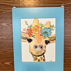 Giraffe Watercolor painting 11 x 14