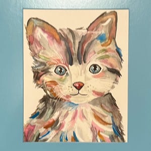 Watercolor painting of Colorful Kitten
