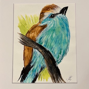 Teal and brown bird