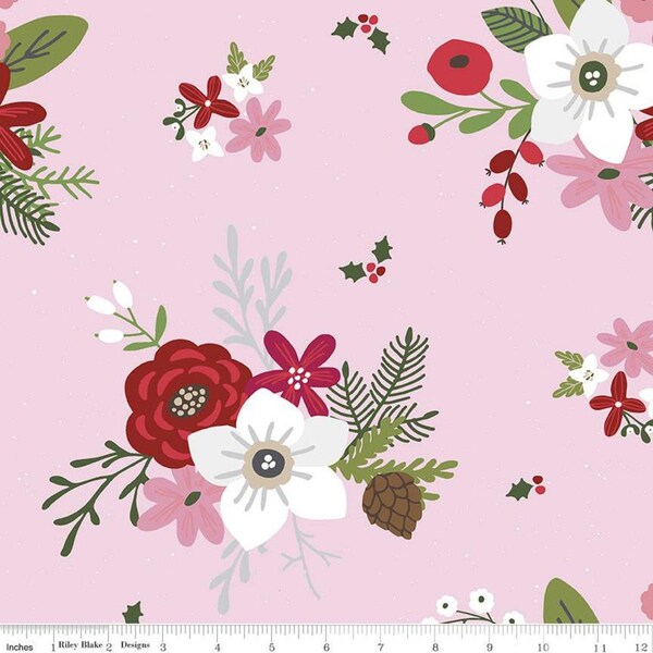 End of Bolt, RILEY BLAKE, Holly Holiday, Riley Blake Designs, Christmas fabric 100% cotton, #10880 ROSETTE