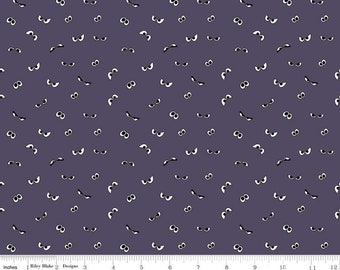 End of Bolt, RILEY BLAKE, Glow in the dark, Halloween Fabric- Eyeballs, Halloween, EGGPLANT, 10576, quilt cotton - Spooky Hollow