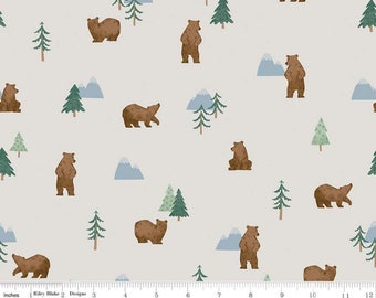 END OF BOLT, bear pattern 100% cotton, 10461 - Camp Woodland of Riley Blake