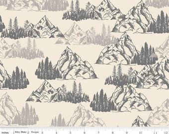 End of Bolt, RILEY BLAKE, Mountains Pine Trees, Timberland, 10331, cotton quilt, cotton designer by RBD Designers