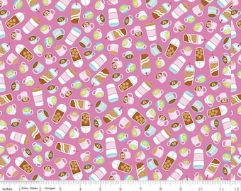 RILEY BLAKE, Coffee, Hot pink, 10894, Rainbow Fruit, fabric, cotton, quilt cotton