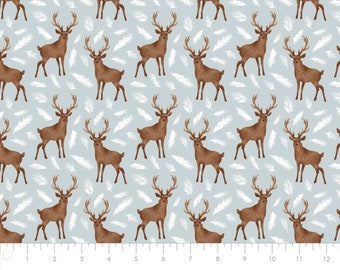 END OF BOLT, Oh Deer, blue-green, 26180204J, col 01, 100% Cotton, Camelot Fabrics