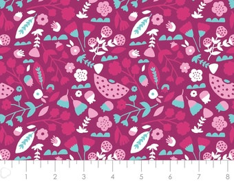 CAMELOT FABRICS, Flowers in purple, 31170104, col 03, Neighbourhood, 100% Cotton, (Reg 3.76-21.91)