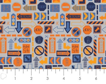 SALE, CAMELOT FABRICS, Traffic signs, 27190101, col 05, On the Move, cotton, cotton quilt, cotton designer