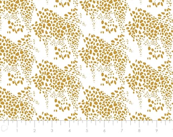 CAMELOT FABRICS, Leopard, gold, white, 100% coton - Safari Dreams de Camelot Fabrics