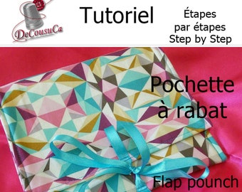 PDF, Tutorial, French, English, RABAT POUCH, doubled and interleaved, explained step by step in photos, Downloadable template