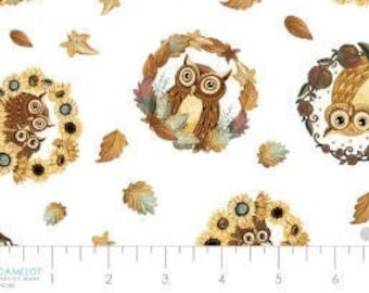 Fabric cotton owl, 49230205-01, QUILT FABRICS, 100% cotton, quilt cotton - Happy Fallidays Collection of Camelot Fabrics