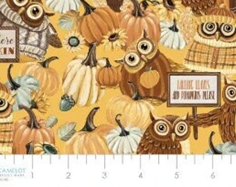 Fabric cotton owl patch, 49230204-02, QUILT FABRICS, 100% cotton, quilt cotton - Happy Fallidays Collection of Camelot Fabrics