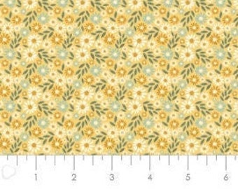 CAMELOT FABRICS, Flower pink, yellow, 100% Cotton designer - Wish For Rain de Camelot Fabrics