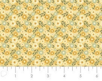 CAMELOT FABRICS, Flower pink, yellow, 100% Cotton designer - Wish For Rain de Camelot Fabrics