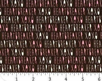SALE, CAMELOT FABRICS, White and pink writing, black background, Xoxo, 21190702, col 02, cotton, cotton quilt, cotton designer