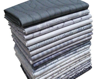 GRAY, Pack of 20, 100% cotton, Various patterns, quality quilting, cotton designer