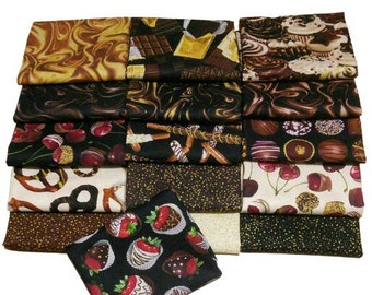 BENARTEX FABRICS, CHOCOLATE, Bundle 16, Caramilk, Pretzel, Cherries - Chocolicious de Benartex Fabrics