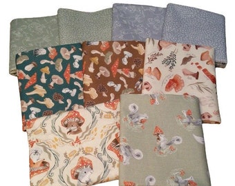 END OF COLLECTION, 9 prints, Mushroom City, Dear Stella, quilt cotton