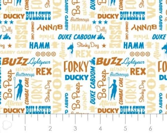 QUILT FABRICS, Toy Names, Toy Story 4, 100% cotton, cotton quilt, cotton designer - Toy Storie de Camelot Fabrics