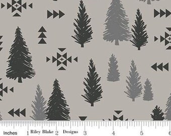 End of Bolt, RILEY BLAKE, Tree Pine, Trees, Light Gray, Timberland, 10333, cotton quilt, cotton designer