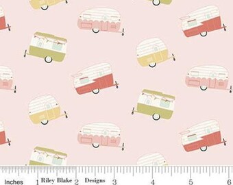 RILEY BLAKE, Travel Trailer, PINK, 10682, Joy In The Journey, Riley Blake, fabric, cotton, quilt cotton