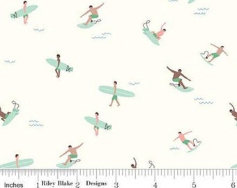 RILEY BLAKE, Surfers, Surboards, Cream, Riptide, 10303, cotton quilt, cotton designer, (Reg 3.76-21.91)