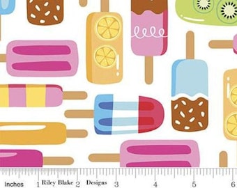 RILEY BLAKE, Popsicle, WHITE, 10890, Rainbow Fruit, Riley Blake, fabric, cotton, quilt cotton