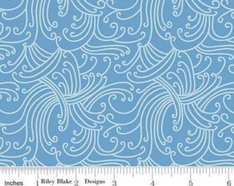 RILEY BLAKE, Swirl, Blue, Riptide, 10302, cotton quilt, cotton designer