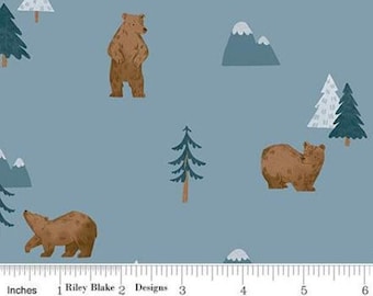 RILEY BLAKE, bear pattern 100% cotton - Camp Woodland de Riley Blake Designs