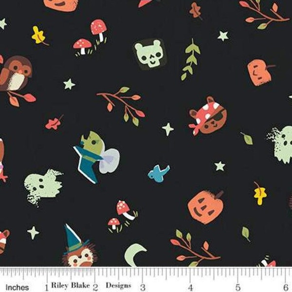 RILEY BLAKE, Halloween, CHARCOAL, Tiny Treaters, 10481, Riley Blake, fabric, cotton, quilt cotton