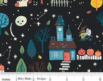 End of Bolt, RILEY BLAKE, Halloween, GRAY, Tiny Treaters, 10480, fabric, cotton, quilt cotton