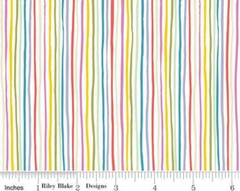 END OF BOLT,  Stripes, Multi, 100% cotton, quilt cotton- Tiny Treaters de Riley Blake Designs