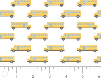 End of Bolt, CAMELOT FABRICS, School bus, Back to School, Teachers Rules, 21200205, col 01, 100% Cotton