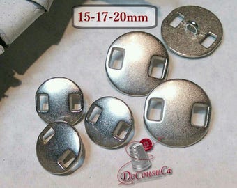 15mm, 17mm, 20mm, SILVER, 6 or 30 buttons, button métal, BM126