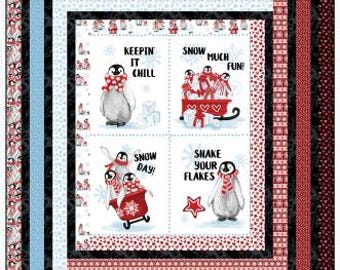 PDF, LOG CABIN Panel Quilt, 67.75'' X 76.5'', Tutoriel - Penguin Party of Camelot Fabrics