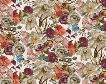 Fabric cotton, DECADENT FLORALS, Cream, 52240101, 01, Quilt Fabrics, 100% cotton, quilt cotton - Dark Romance of Camelot Fabrics