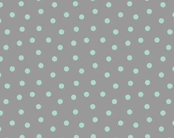 Dot, gray and aqua, Emma & Mila Fabrics, 100% cotton