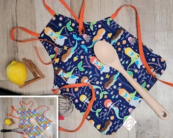 Apron, reversible apron, 2 in 1 apron, size 2-4 years