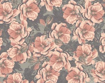 Camelot Fabric CAMELLIA BLOSSOMS Cotton Quilt Fabric 50250202-01 - Rosalind Grey