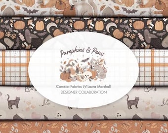 Bundle of 14 Fabrics cotton, HALLOWEEN, 100% cotton - Pumpkin and Paws of Camelot Fabrics