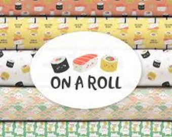 QUILT FABRICS, 7 prints, Sushi, Cat, Quilt Cotton - On a Roll de Camelot Fabrics