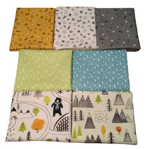 ROBERT KAUFMAN, Montagne, étoile, sapin, 7 motifs, coton courtepointe, coton designer - Neighborhood Pals de Robert Kaufman